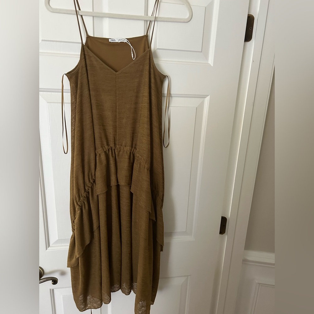 Zara Asymmetrical Tan Dress